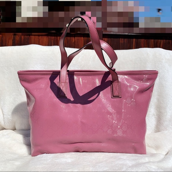NWT Authentic Gucci Imprime GG Medium Joy Zip Tote Waterproof Pink - Picture 2 of 7
